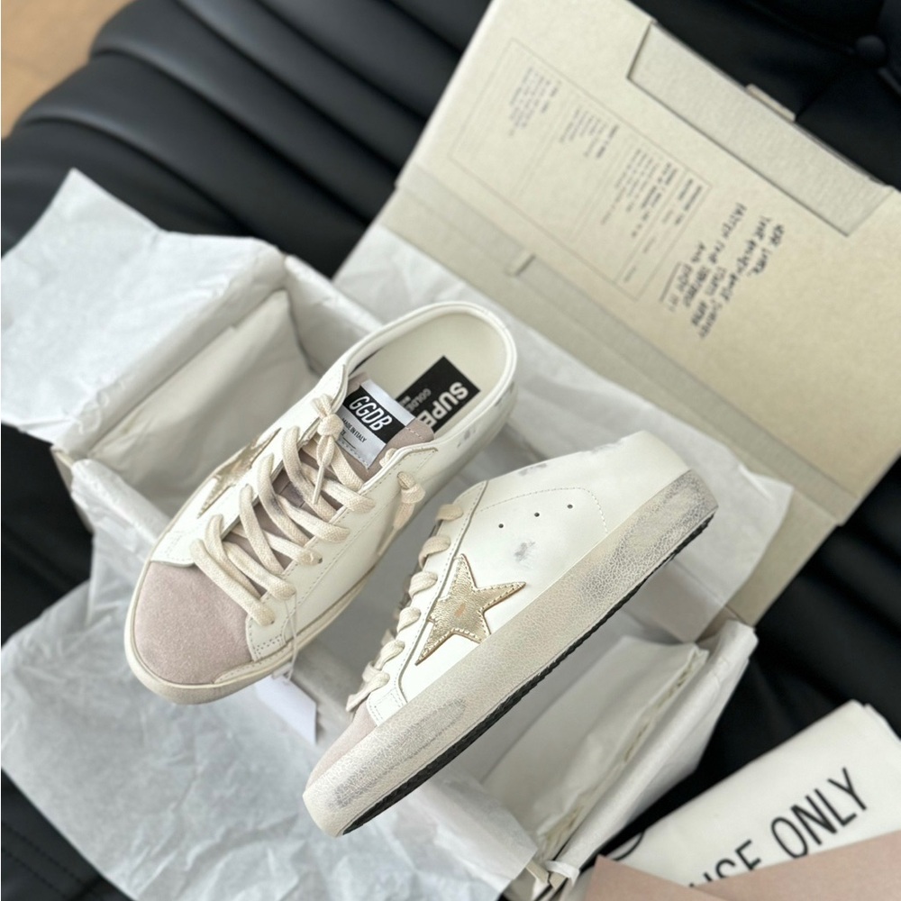 Golden Goose Off-White and Beige Superstar Sneakers - Picture 3 of 9